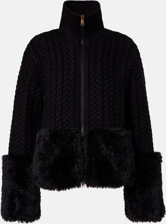Moncler Cable-knit wool-blend cardigan