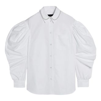 Simone Rocha Shirts, female, White, Size: 3XS Beaded Collar Oversized Shirt