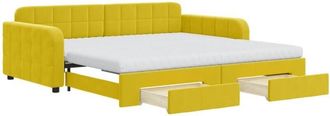 vidaXL Vidaxl - Sof&aacute; Cama Nido Con Cajones Terciopelo Amarillo 100x200 Cm