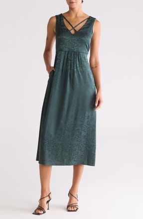 Connected Sleeveless Jacquard Satin Dress in Hunter at Nordstrom Rack, Size 10