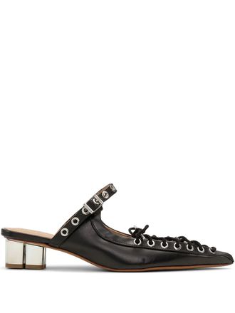 Ganni laced leather mules - Black