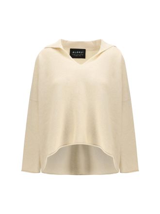 Alanui Womens Sweater With Polo Collar Off White Cashmere (capra Hircus)