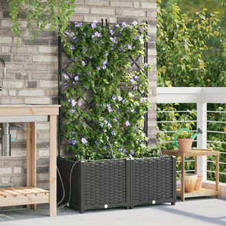 Berkfield Home Garden Planters with Water Irrigation System 2 pcs Black