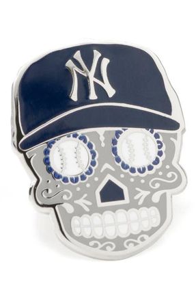 Cufflinks Inc. New York Yankees Sugar Skull Lapel Pin in Gray at Nordstrom