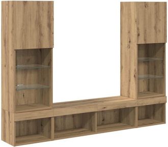 vidaXL Unidades De Tv De Pared Con Led Con Led 5 Pcs Roble Artesanal Vidaxl