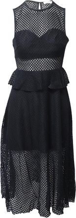 Sandro Sandro Mesh Cutout Sleeveless Midi Dress in Black Cotton