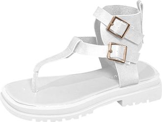 Generic White Womens Flat Sole Sandals with A Smooth Finish and Comfortable Fit, Great for Casual Use
