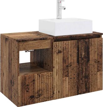 vidaXL Juego De Muebles De Ba&ntilde;o 2 Uds. Madera Envejecida Vidaxl