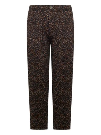 Pierre-Louis Mascia leopard-print pleated trousers - men - Polyamide/Elastane/Virgin Wool - M - Brown