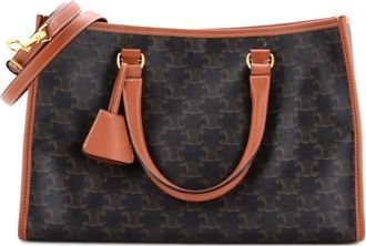 Celine Borsa tote Horizontal Cabas Triomphe in tela cerata - Marrone