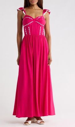 Flying Tomato Ruffle Strap Maxi Dress in Fuchsia at Nordstrom Rack, Size X-Small