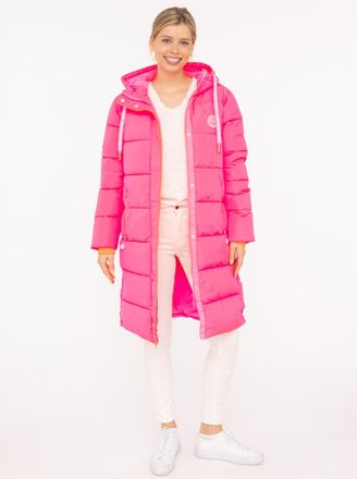 Zwillingsherz Steppmantel ZWILLINGSHERZ K&uuml;stentraum, Damen, Gr. XXL, pink (neonpink), Obermaterial: 100% Polyester, M&auml;ntel Steppmantel, martimen Details, mit Kapuze