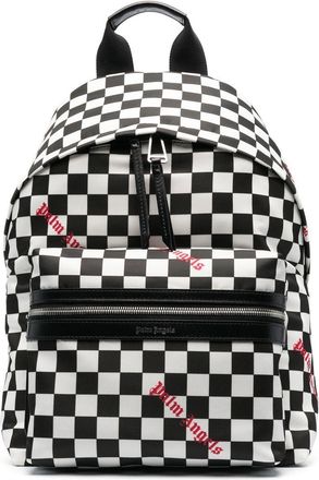 Palm Angels Damier check print backpack - men - Calf Leather/Cotton/Cotton - OS - White