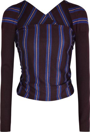 Dries Van Noten Tiba Striped Wool Crop top - Burgundy - One Size