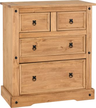 Seconique CORONA 2+2 DRAWER CHEST - DISTRESSED WAXED PINE - SECONIQUE | TJ Hughes