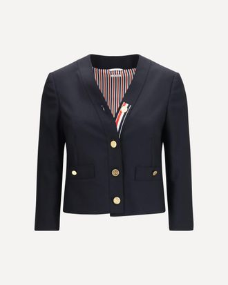 Thom Browne Hopsack Cardigan Jacket Female 40