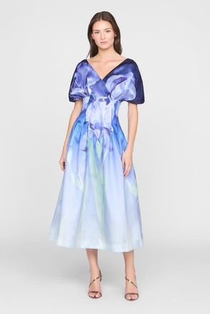 Theia Luretta Contoured Waist Dress in Moonlight Bloom at Nordstrom, Size 16