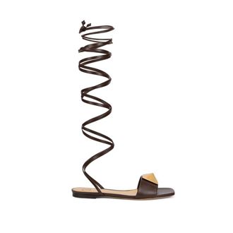Valentino Garavani Brown Leather Strap-On Womens Sandals