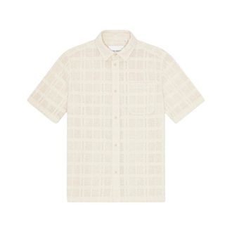 Les Deux Hector Pointelle SS Shirt - Heren - Overhemden - Beige - Maat: XL Katoen