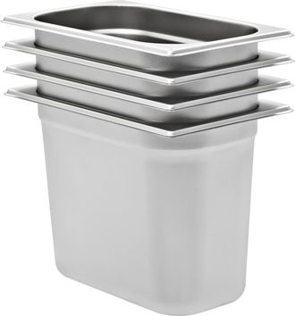 vidaXL Bandejas Gastronorm 4 Unidades Gn 1/4 200 Mm Acero Inoxidable Vidaxl