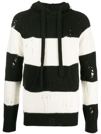Laneus Gestreepte hoodie - Zwart