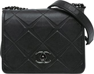 Chanel Pre-owned Mini Calfskin Propeller Flap - Dames - Vintage Schoudertas - Zwart - ONE Size - Leer - Vintage