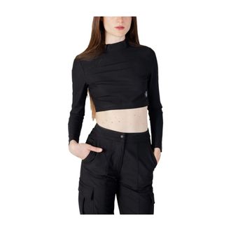 Calvin Klein Jeans Tops, Dames, Zwart, S, Polyester, Technical Knit Mock
