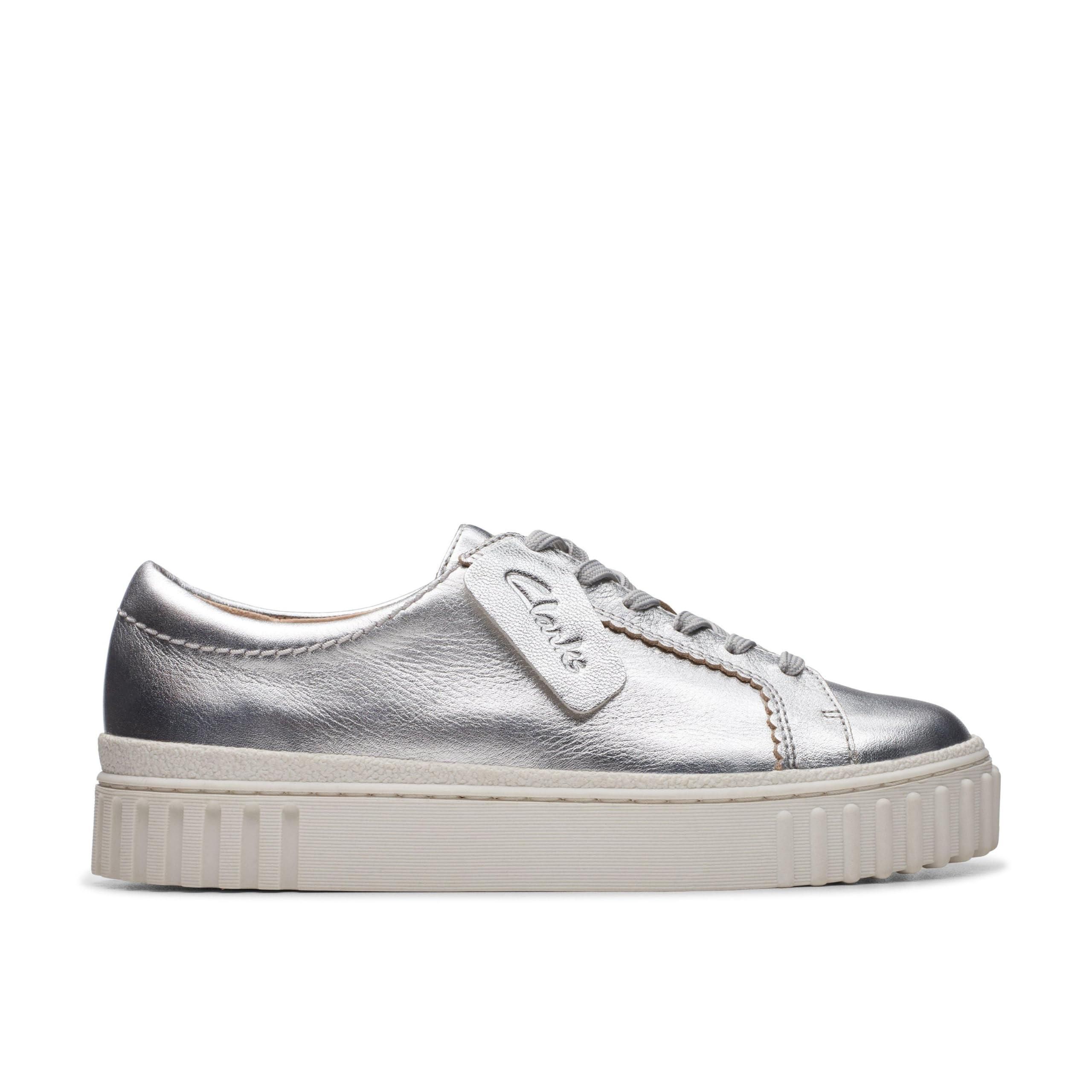 Clarks Ladies Embellished Trainers Clarks: Silver Shoes Now Up To