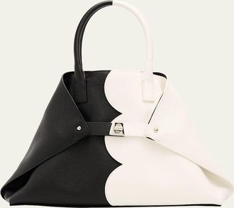 Akris AI Small Scalloped Colorblock Top-Handle Bag
