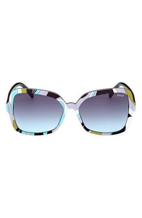 Emilio Pucci 60mm Gradient Butterfly Sunglasses in Turquoise/Gradient Smoke at Nordstrom Rack