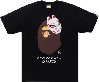 A Bathing Ape Japanese Fox Mask Tee Black 1K72-110-133-BLACK