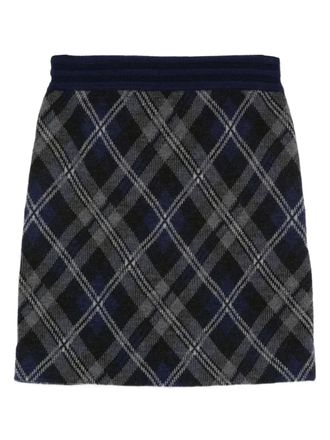 Eric Bompard Mini-rok met elastische taille en tartan ruit - Blauw