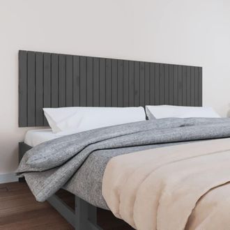 vidaXL Cabecero De Cama De Pared Madera Maciza Pino Gris 204x3x60 Cm Vidaxl