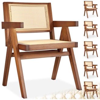 TecTake Sedia da pranzo Lissy con intreccio viennese, capacit&agrave; di carico 120 kg - sedia, sedia con braccioli, sedia sala da pranzo - Set di 6