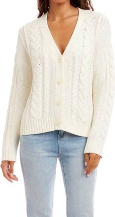 Karen Kane Cable Knit Cardigan Sweater In Cream