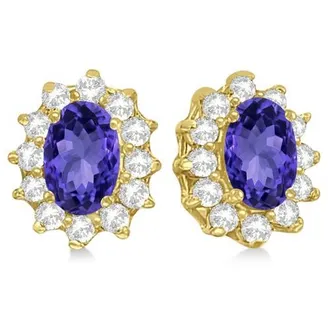 Allurez Oval Lab Tanzanite & Diamond Earrings 14k Yellow in 2.05Ct/yellow Gold at Nordstrom