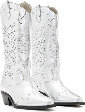 AllSaints Dolly Cowboy Boot in Silver at Nordstrom, Size 10Us
