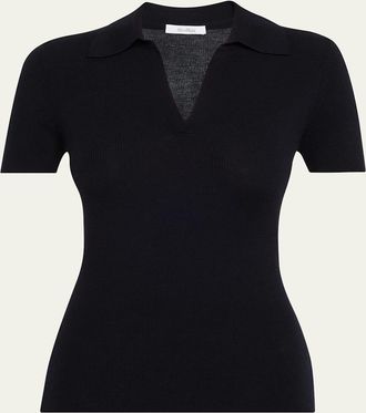 Max Mara Rib-Knit Wool Polo Shirt