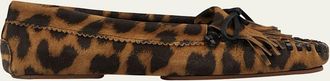PARIS TEXAS Indiana Leopard Fringe Mocassin Loafers