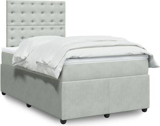 vidaXL Vidaxl - Cama Box Spring Con Colch&oacute;n Terciopelo Gris Claro 120x190 Cm