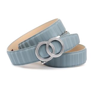 Anthoni Crown Lederg&uuml;rtel ANTHONI CROWN, Damen, Gr. 105, blau (hellblau), Rindsleder, unifarben, G&uuml;rtel Lederg&uuml;rtel, Silberfarbige Schnalle im Doppelring Design, bo