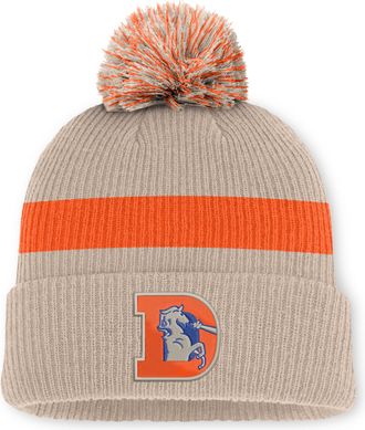 Nike Denver Broncos Rewind Peak Nike Mens NFL Cuffed Pom Beanie in Brown | NF160J318WV-M17