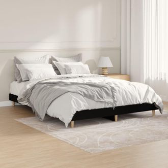vidaXL Estructura De Cama Madera De Ingenier&iacute;a Negra 140x190 Cm Vidaxl