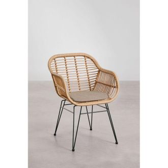 Sklum Pack De 4 Sillas De Jard&iacute;n En Mimbre Sint&eacute;tico Zole Sklum