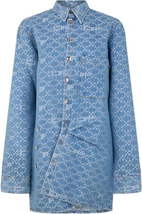 Off-white Womens Off White Off Mono Mini Dress in Light Blue - Size 4 UK
