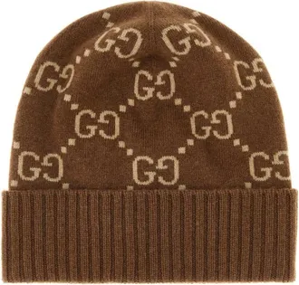 Gucci Dark Brown Logo Beanie Hat