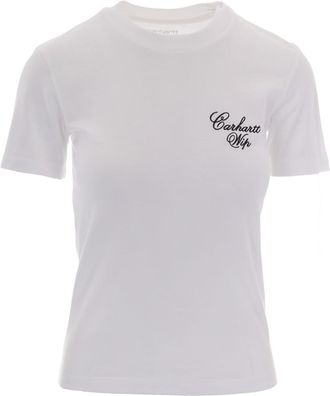 Carhartt Work in Progress White Logo Crew Neck T-Shirt