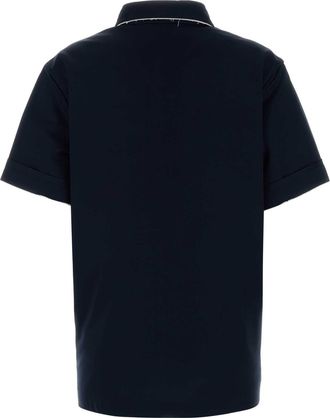 Prada Womens Navy Blue Cotton Polo Shirt Bleu Exterior