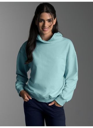 Trigema Sweatshirt TRIGEMA TRIGEMA D&uuml;nner Oversize-Hoodie, Damen, Gr. XXL, blau (gletscher), 50% Baumwolle, 50% Polyester, Basic, Sweatshirts Sweatshirt