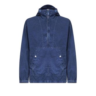 Stone Island Denim Jackets, male, Blue, Size: M Denim Research Hooded Jacket